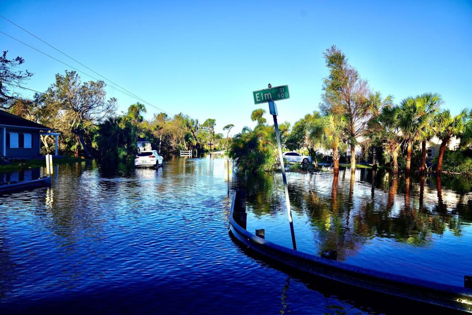 A neighborhood in Englewood, Florida, was still flooded two days after Hurricane Ian ripped through the community. Friday, Sept. 30, 2022