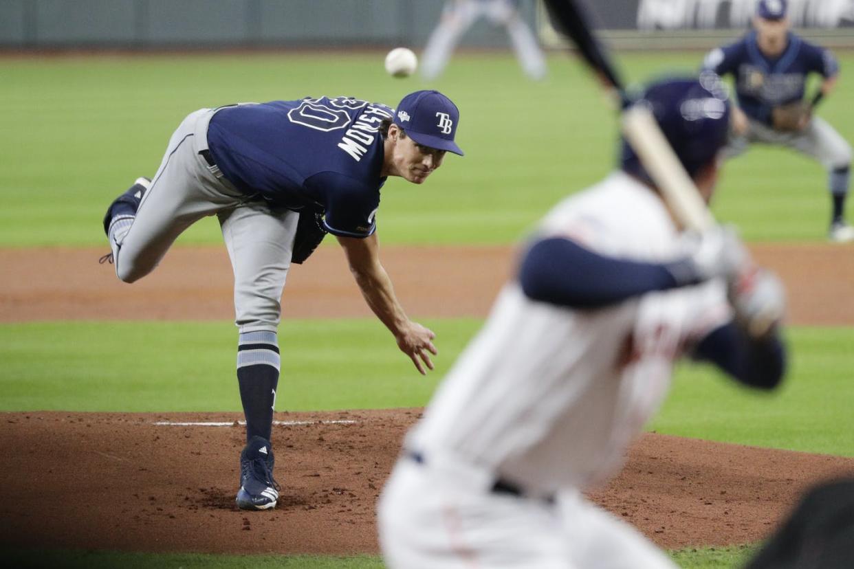 <span class="caption">A pitcher tries to throw a ball past a batter. </span> <span class="attribution"><a class="link " href="http://www.apimages.com/metadata/Index/ALDS-Rays-Astros-Baseball/1248a9a0ea0b4363846718994a7d9499/8/0" rel="nofollow noopener" target="_blank" data-ylk="slk:AP Images/Eric Gay;elm:context_link;itc:0;sec:content-canvas">AP Images/Eric Gay</a></span>