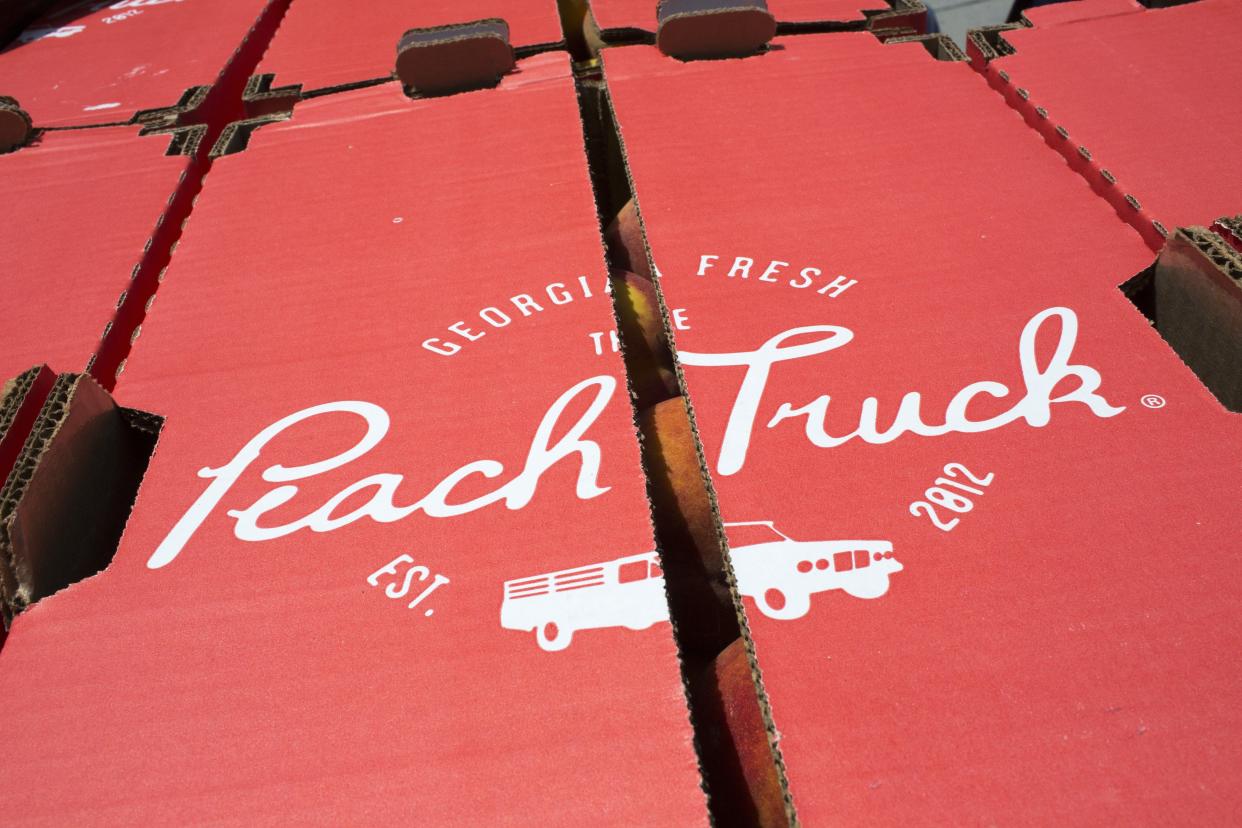 These boxes of peaches were for sale during a visit by The Peach Truck to Columbus in 2019. The business has scheduled visits to more than a dozen locations in Greater Columbus this summer.