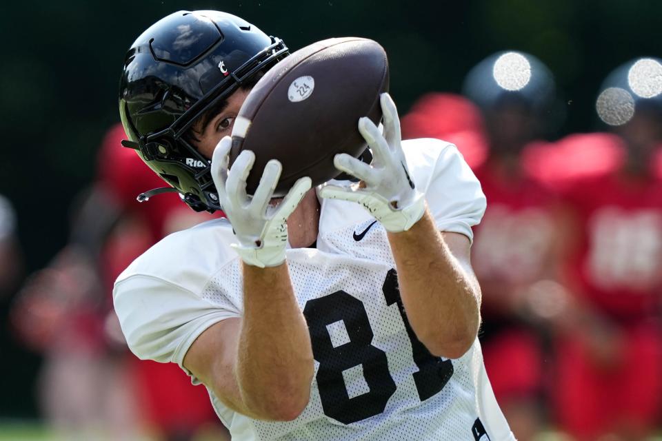 UC's Michael Mussari has made some spectacular catches this spring after walking on last fall from Kings High School.