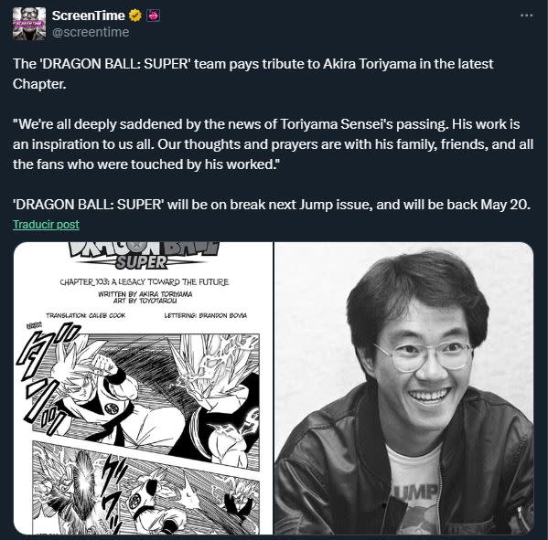 Manga de Dragon Ball Super dedica algunas palabras a Akira Toriyama