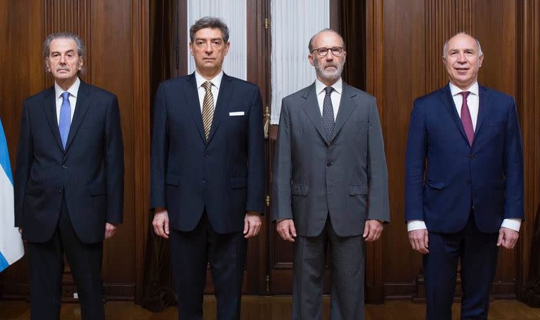 Horacio Rosatti, el presidente de la Corte, junto a los jueces Juan Carlos Maqueda; Carlos Rosenkrantz y Ricardo Lorenzetti