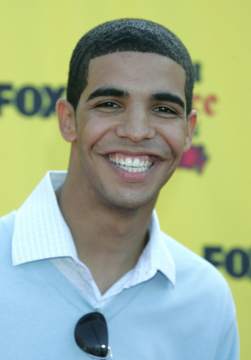 Close-up of Drake smiling