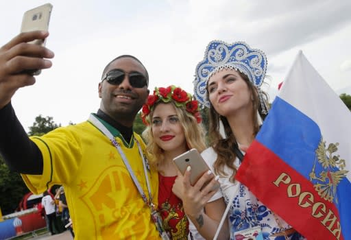 Fans from South America added a latin flavour to a Moscow World Cup fanzone for Thursday's opening match