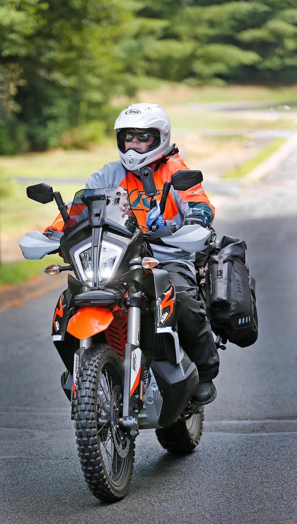 Retired Duxbury Fire Chief Kevin Nord is preparing to ride his motorcycle, a dual sport bike, across the U.S. from North Carolina to Oregon.