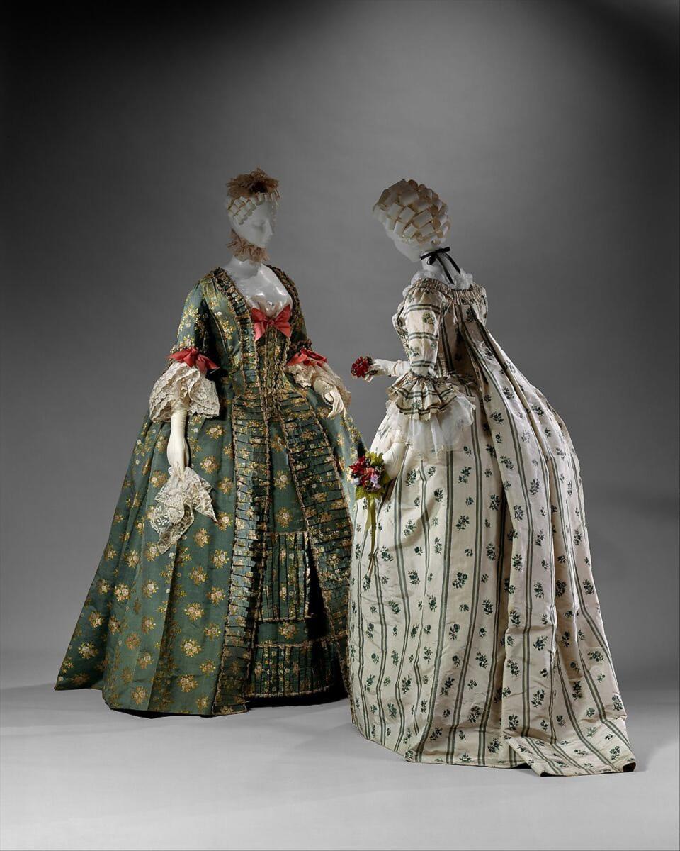 The <em>robe à la française</em> was a mantua style that featured loose back pleats that draped to the floor. <a href="https://www.metmuseum.org/art/collection/search/83605" rel="nofollow noopener" target="_blank" data-ylk="slk:The Met/Purchase, Irene Lewisohn Bequest, 1954;elm:context_link;itc:0;sec:content-canvas" class="link ">The Met/Purchase, Irene Lewisohn Bequest, 1954</a>