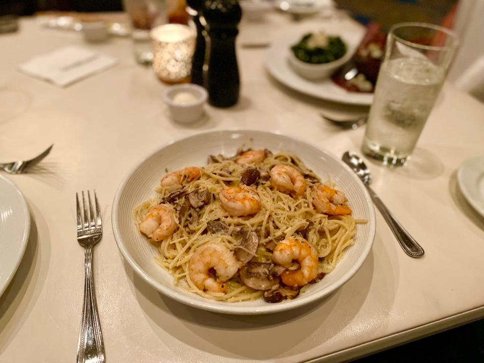 The Elfo's Special at Frank Grisanti Restaurant. This shrimp and mushroom pasta dish has been on Grisanti family restaurant menus for over half a century.