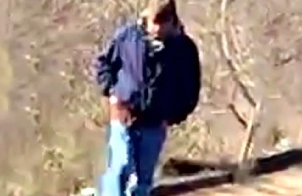 This grainy image was taken on Libby’s phone on the trail the day the girls went missing. Investigators believe the man is the killer (Indiana State Police)