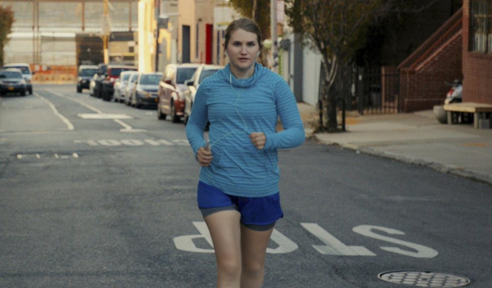 This image released by Amazon Studios shows Jillian Bell, who plays Brittany in the film "Brittany Runs a Marathon," directed by Paul Downs Colaizzo. (Amazon Studios via AP)