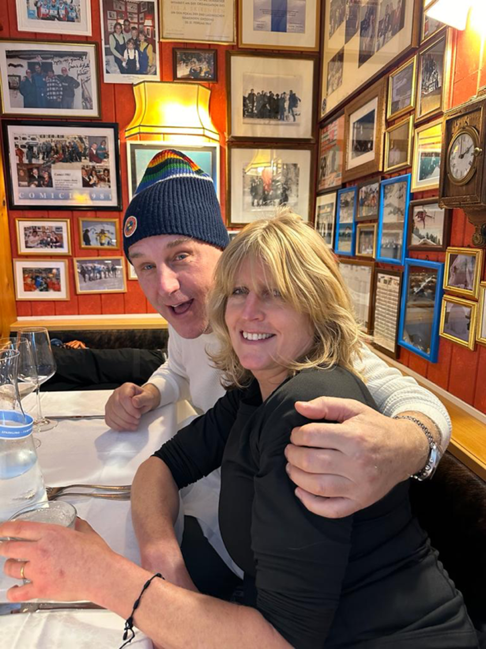 Rachel Johnson and author Simon Mills during their ski trip to Italy (Rachel Johnson)