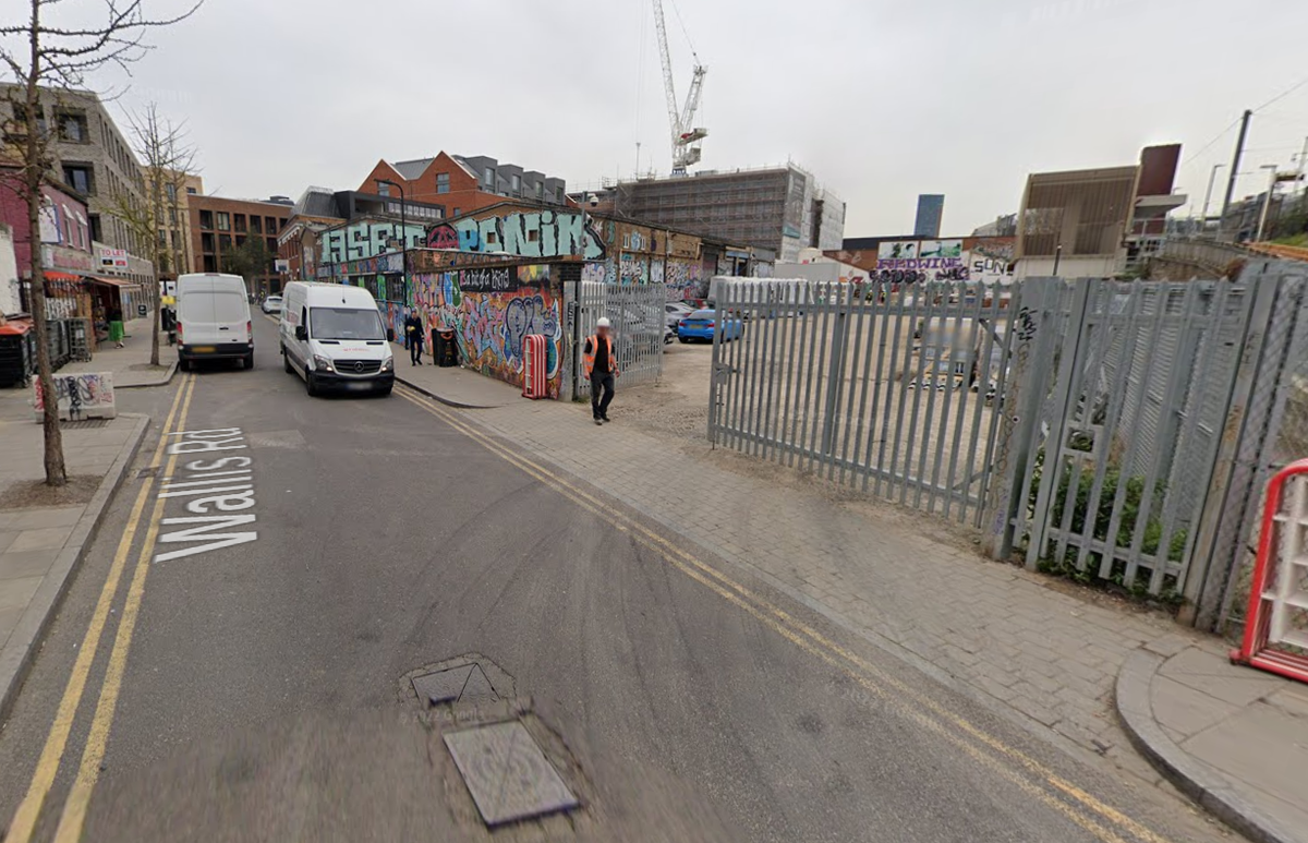 The construction site is in Wallis Road near Hackney Wick station (Google Maps)