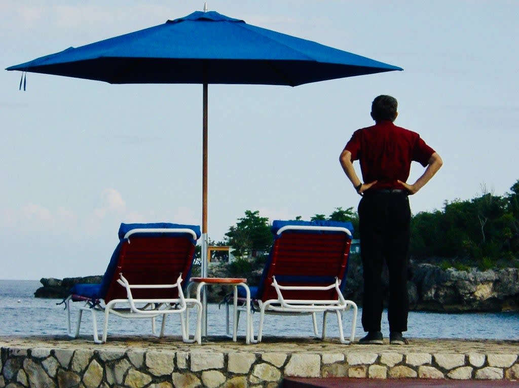 Where’s that helicopter? Simon Calder poolside in Negril, Jamaica (Simon Calder)