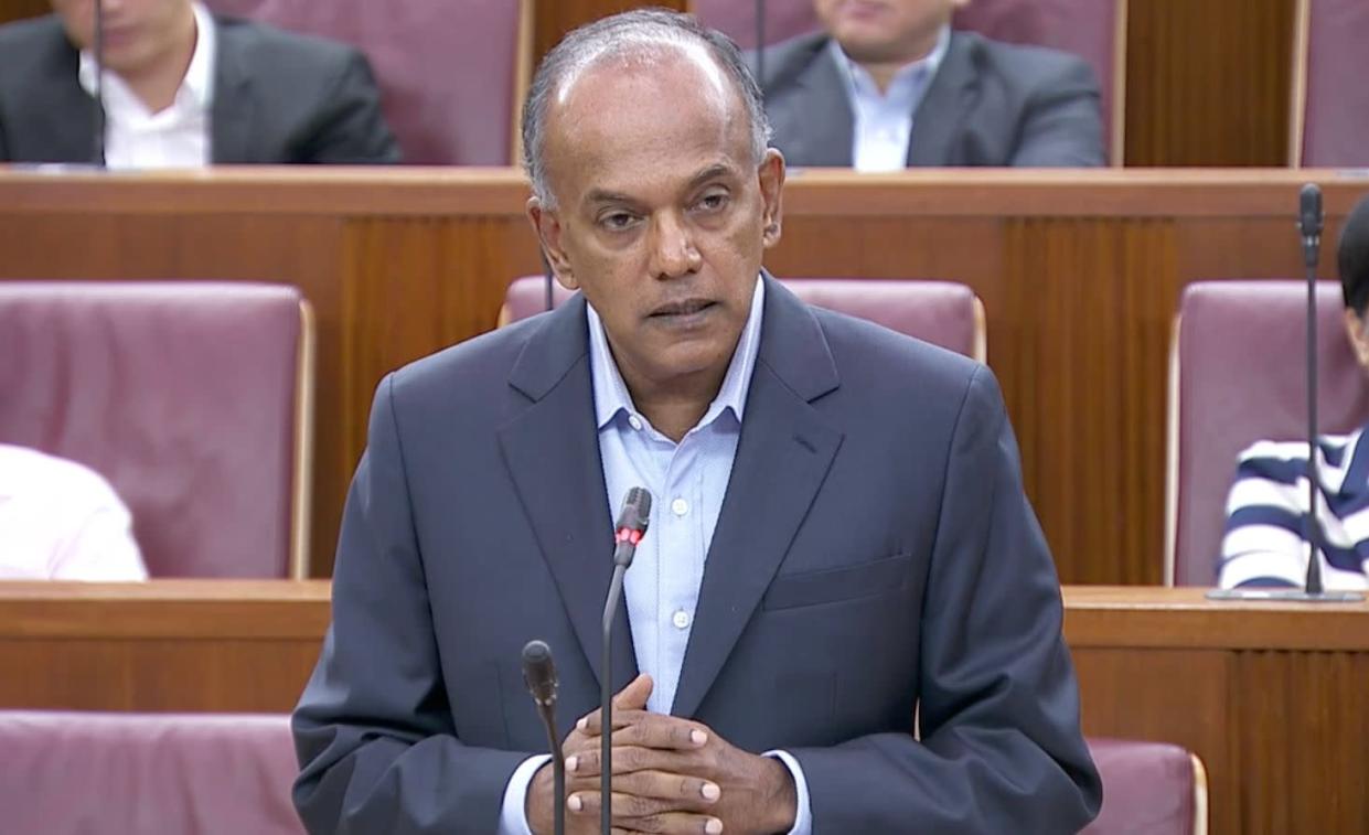 Minister for Law K Shanmugam. (PHOTO: Parliament screencap)