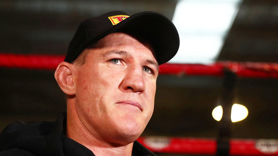 Paul Gallen is seen here at training for his upcoming fight against Justis Huni.