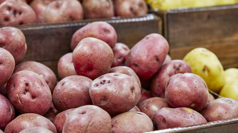 close up photo of red potatoes