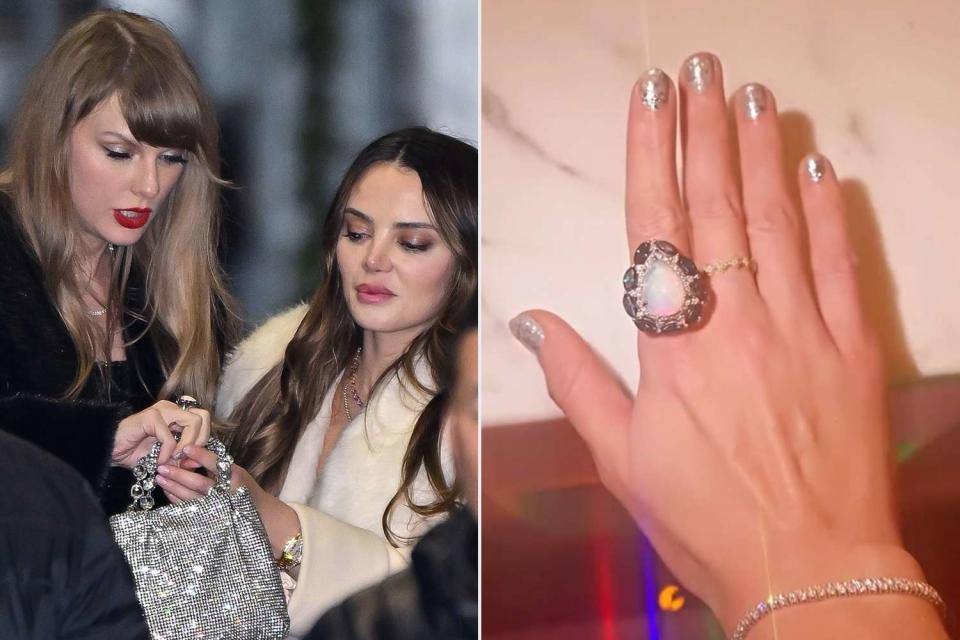 <p>Getty;Keleigh Teller/Instagram</p> Taylor Swift reacts to ring from Keleigh Sperry