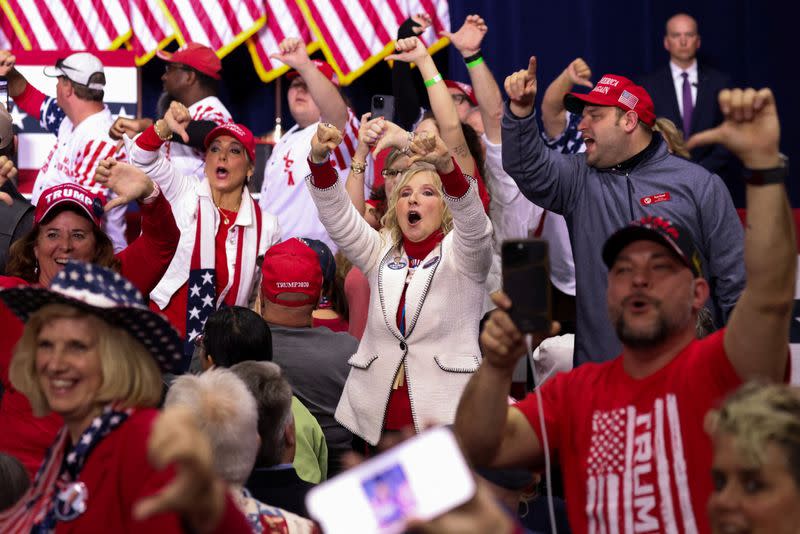 Former U.S. President Trump hosts a campaign rally, in Rome, Georgia