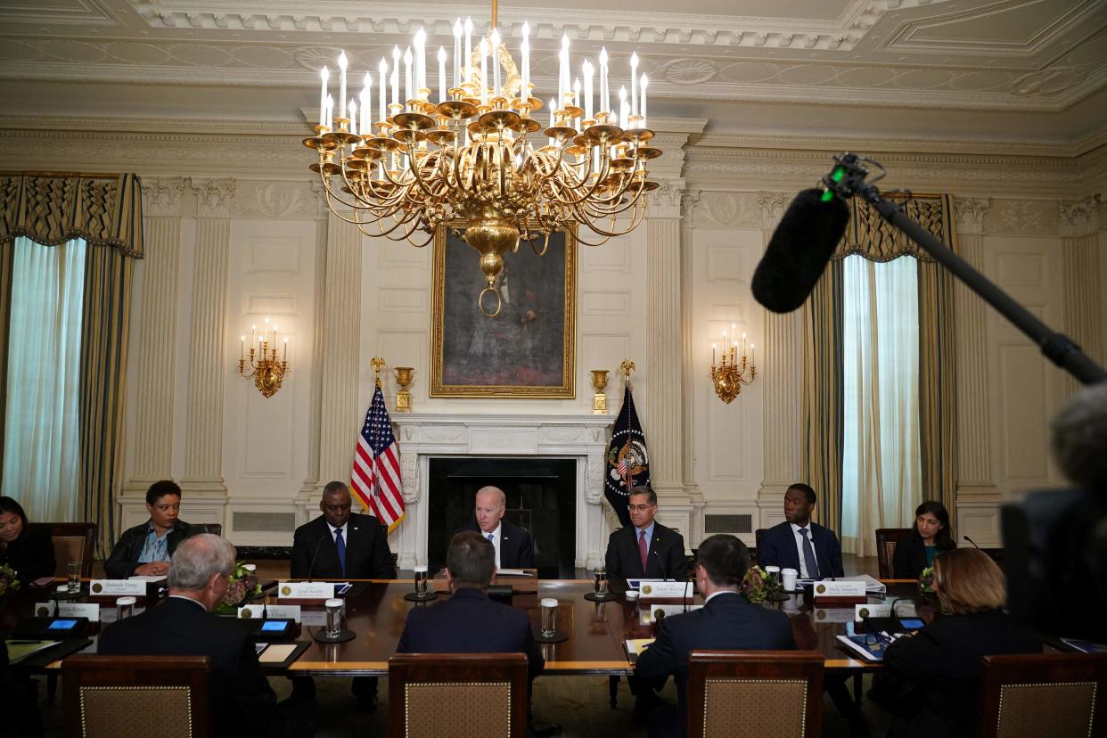 US President Joe Biden speaks during the third meeting of the White House Competition Council in the State Dining Room of the White House in Washington, DC, on September 26, 2022. (Photo by Mandel NGAN / AFP) (Photo by MANDEL NGAN/AFP via Getty Images)