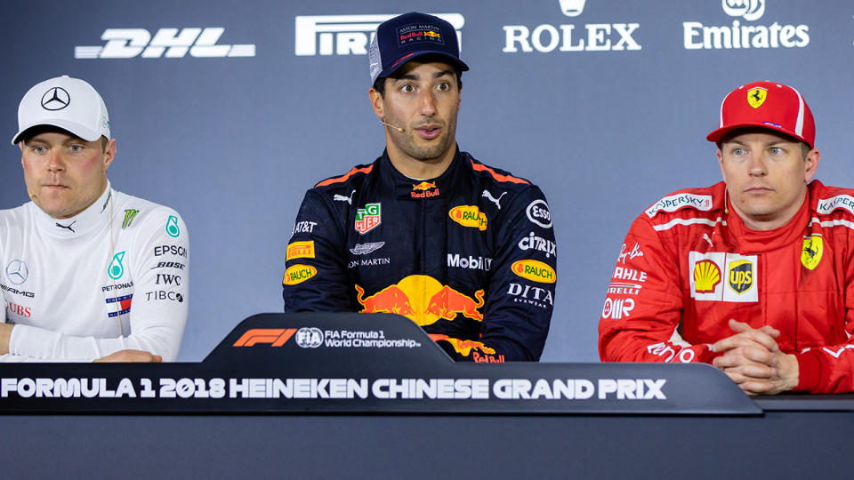 Bottas, Ricciardo and Raikkonen. Image: Getty