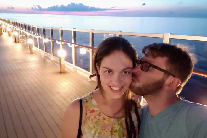 Billy Hirsch and his girlfriend enjoying a beautiful cruise vacation