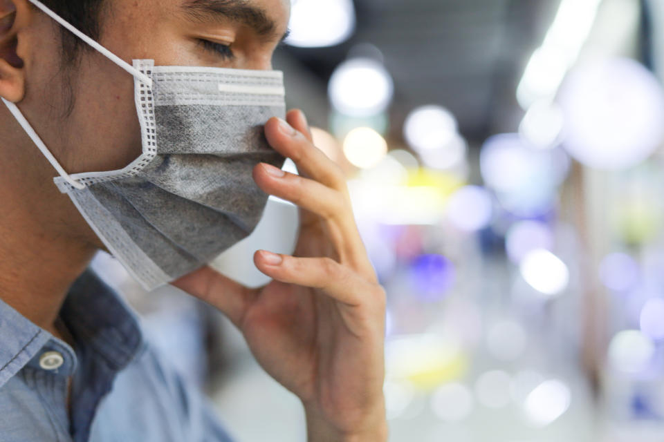 mask,man wearing protection mask against Novel coronavirus (2019-nCoV) ,.Healthcare concept