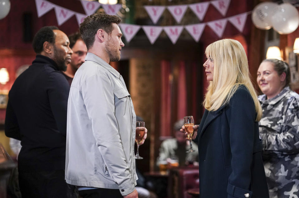 EastEnders,16-11-2023,6804,Mitch Baker (ROGER GRIFFITHS);Keanu Taylor (DANNY WALTERS);Sharon Watts (LETITIA DEAN);Bernadette Taylor (CLAIR NORRIS),****EMBARGOED TILL TUESDAY 7TH NOVEMBER 2023****, BBC PS, Jack Barnes/Kieron McCarron