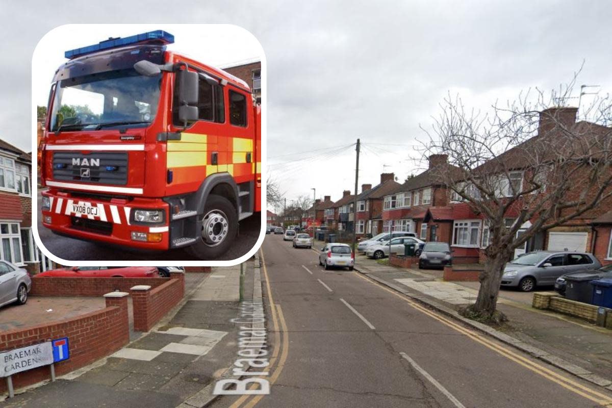 Ten people fled a burning building as fire spread to both sides of a semi-detached house in Braemar Gardens, Colindale. <i>(Image: Google/Newsquest)</i>