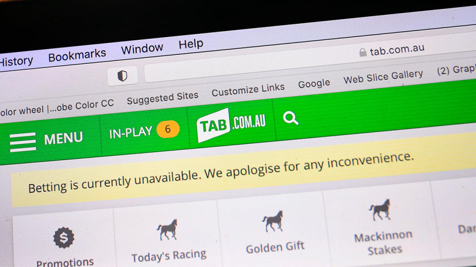 The TAB website is unable to take betting.