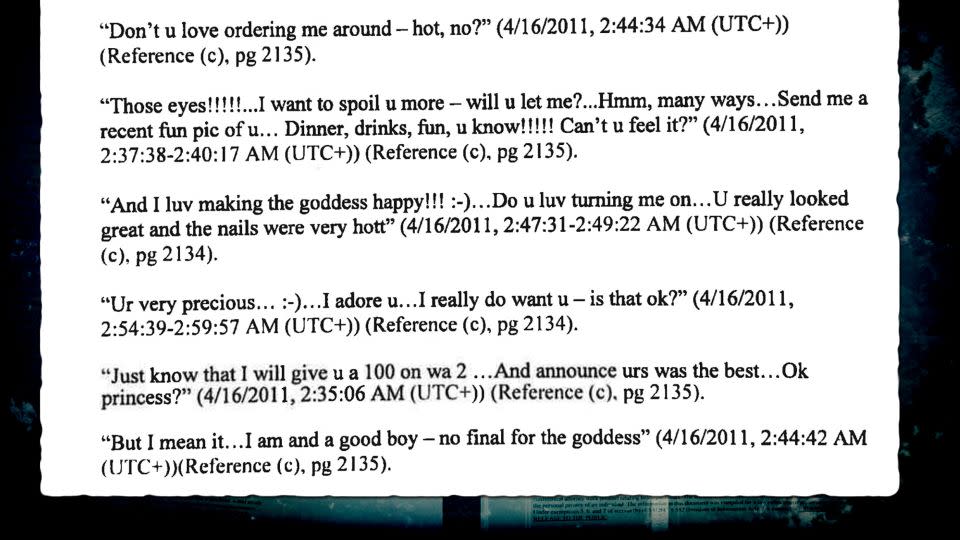 Text messages sent by Glenn Sulmasy to Coast Guard cadet in 2011. - Obtained by CNN