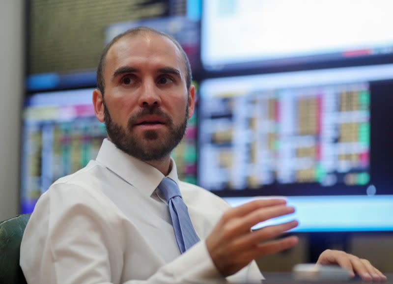 Argentine Economy Minister Martin Guzman gestures during an interview with Reuters, in Buenos Aires