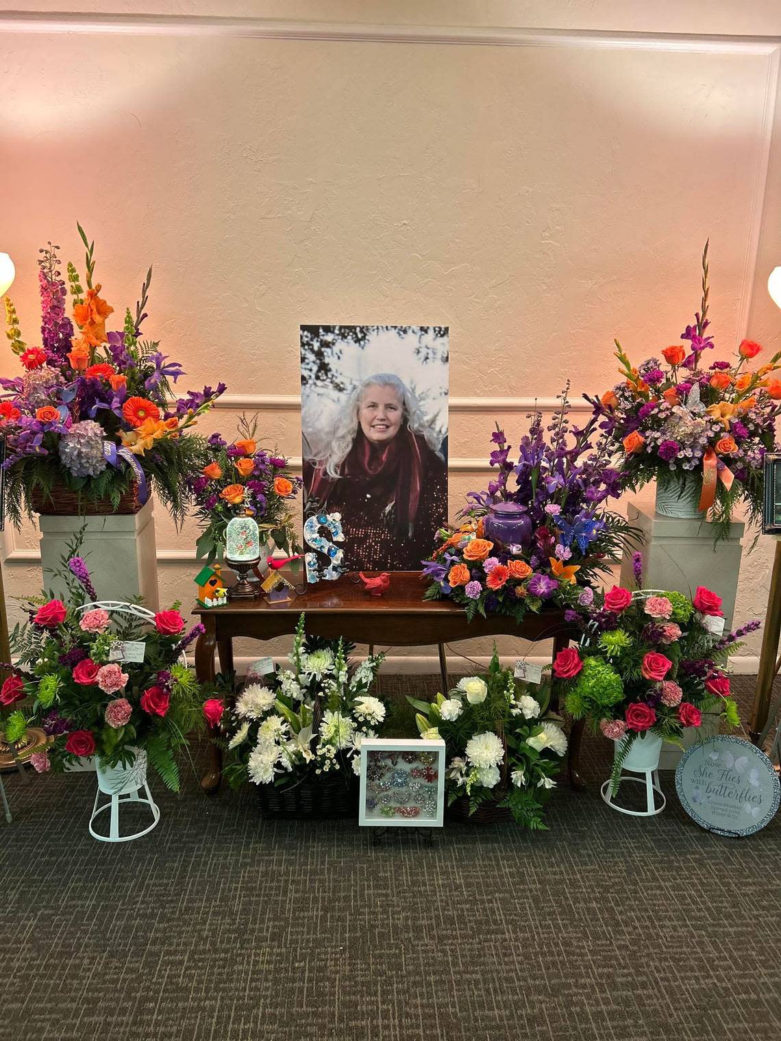 From Gwen Starkey’s funeral. She was an avid gardener and her daughter, April Shaver, got a tattoo of flowers in her mother’s memory.