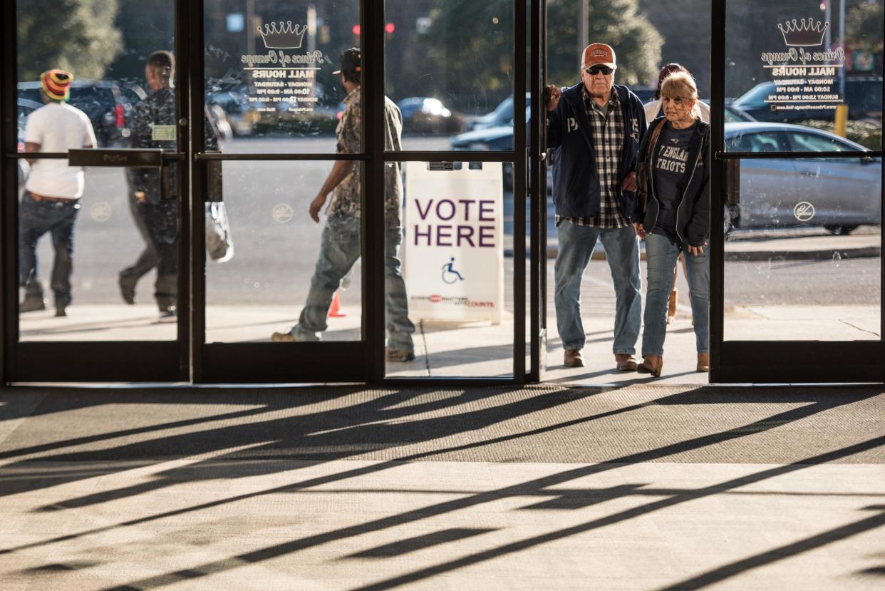 People enter the Prince of Orange Mall, a polling location for the South Carolina Democratic presidential primary: Sean Rayford/Getty Images