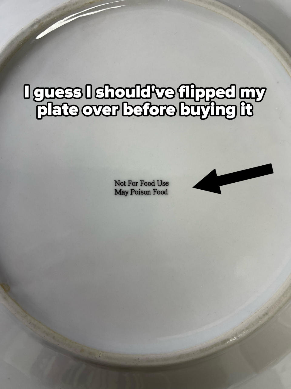 A plate that says "may poison food"