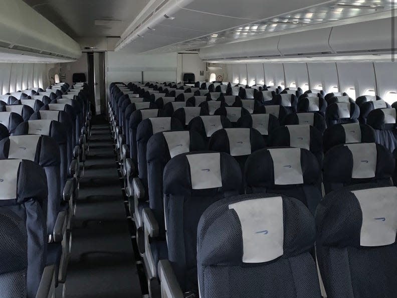 "Party plane" economy section before removal.