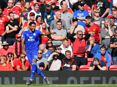 Mendez-Laing celebrates at Old Trafford on the final day of the season (Getty)