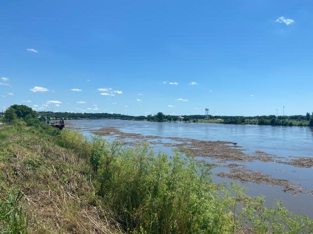 An image shows the Missour River's high water levels Sunday afternoon, June 23, 2024, near Sioux City proper.