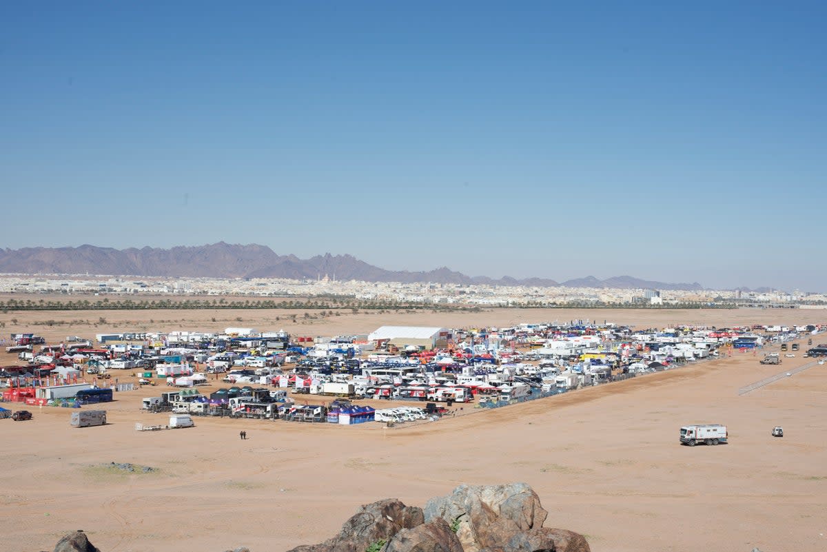 The Dakar Rally bivouac on the outskirts of Ha’il (Campbell Price)