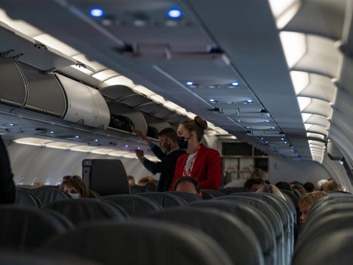 PLAY flight attendant onboard.