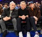 <p>Jon Stewart, Ben Stiller and Pete Davidson sit courtside at the New York Knicks vs. Dallas Mavericks game at Madison Square Garden in N.Y.C. on Jan. 12.</p>