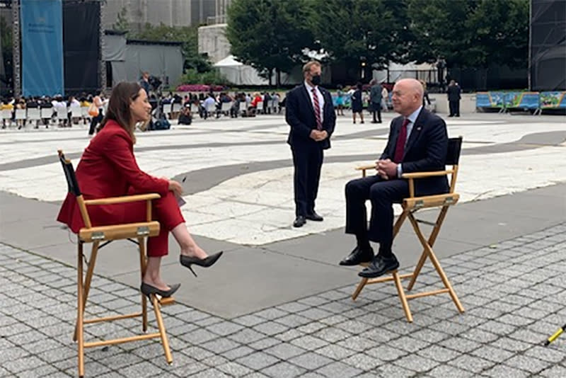 Alicia Menendez interviews Homeland Security Secretary Alejandro Mayorkas  for the “American Voices: Latinos Inside the White House” special airing Sunday, Oct. 10 at 7 p.m. ET on MSNBC. (MSNBC)