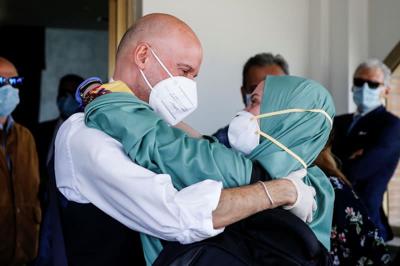 Freed Italian aid worker Silvia Romano arrives at Ciampino military airport in Rome