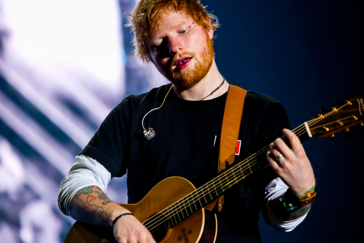  Edward Christopher Sheeran, English singer, songwriter, guitarist, record producer, and actor, performs during the first day of Sziget Festival in Budapest, Hungary on August 7, 2019.
His concert is the biggest sold out in the whole history of this festival. (Photo by Luigi Rizzo/Pacific Press/Sipa USA) 