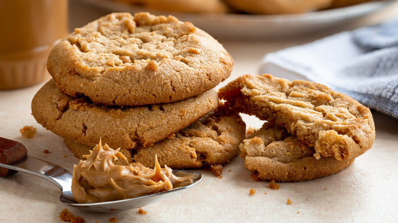 Stack of peanut butter cookies