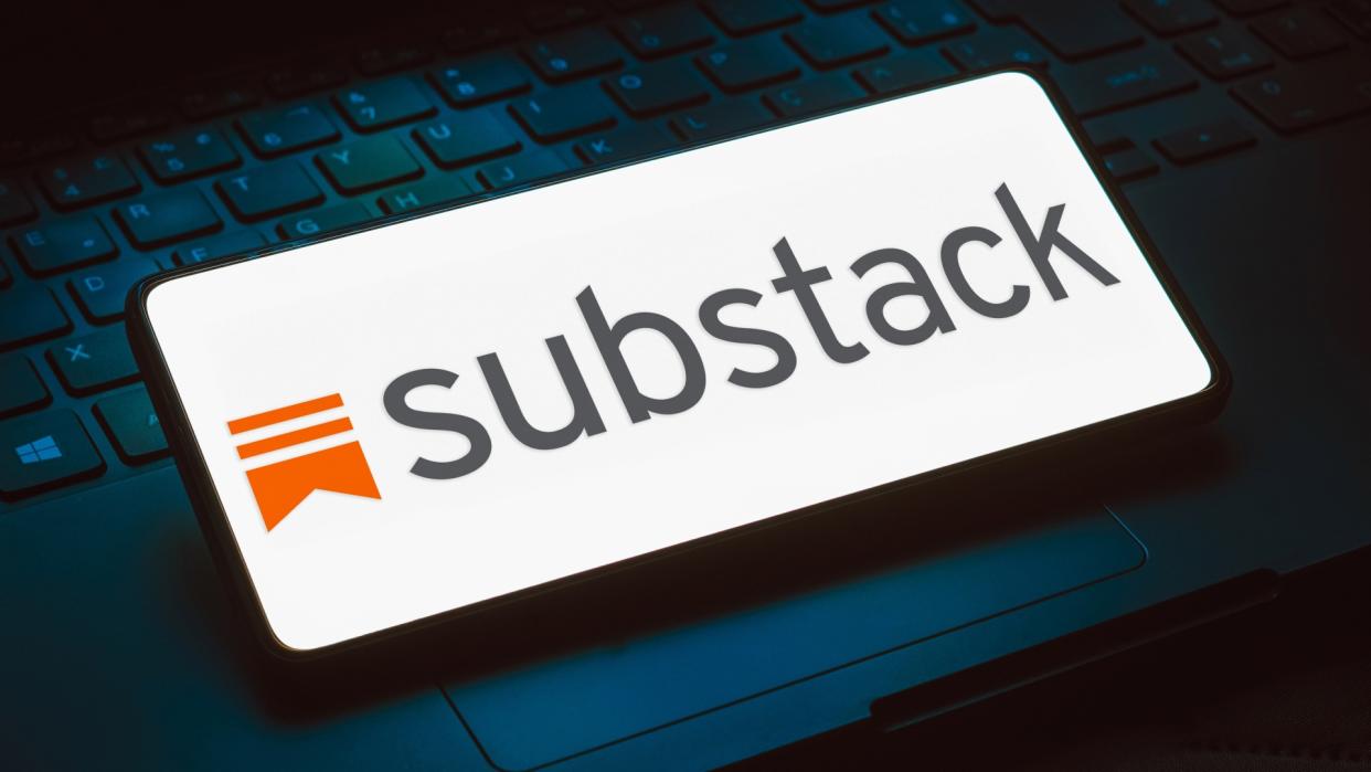  Substack logo is displayed on a smartphone screen. 