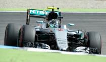 Mercedes' German driver Nico Rosberg gears up for the German Grand Prix in a practice session at the Hockenheim circuit on July 30, 2016