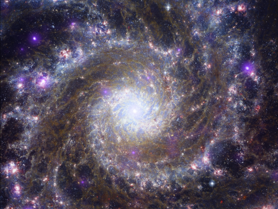 Messier 74 (M74) ist eine Spiralgalaxie, die jedoch 32 Millionen Lichtjahre von der Erde entfernt ist. - Copyright: NASA