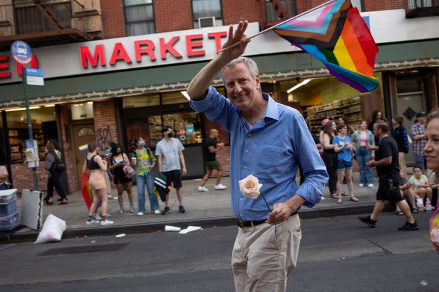 Bill de Blasio marches in the Brooklyn Gay Pride parade in the Park Slope neighborhood on June 11. (Photo: Andrew Lichtenstein/Getty Images)