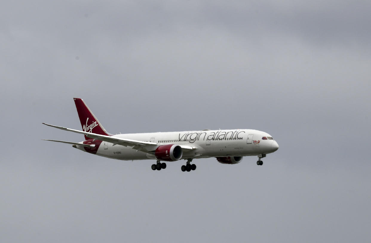 A Virgin Atlantic plane coming in to land at Heathrow Airport. (Steve Parsons/PA Wire/PA Images)