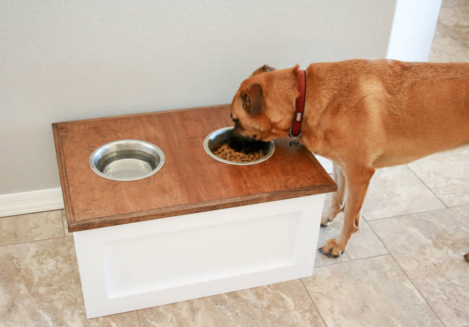 DIY Dog Food Station with Storage