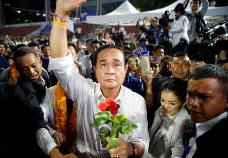 Thailand's Prime Minister Prayut Chan-o-cha attends the Palang Pracharath Party's party campaign rally in central Bangkok, Thailand, March 22, 2019. REUTERS/Soe Zeya Tun